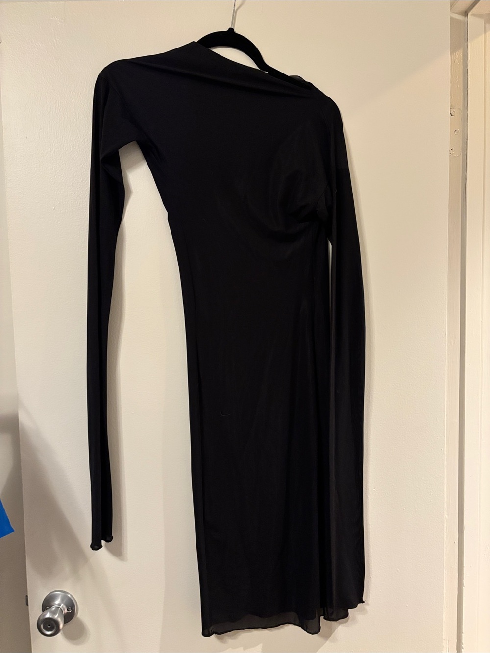 Dries Van Noten Black Asymmetrical Long-Sleeve Dress